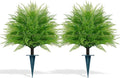 Grooy Artificial Fern Topiary Ball with Ground Spike, Set of 2 Faux Boston Fern Plants Shrub, Fake UV Resistant Evergreen Bushes for Porch Garden Indoor Outdoor Decor