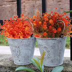 RECUTMS 8 Bundles Artificial Fall Flowers No Fade Faux Autumn Plants, Fake Indoor Outdoor Greenery Decorations for Thanksgiving Christmas Wedding Party Home Garden Fireplace Décor (Green Orange)
