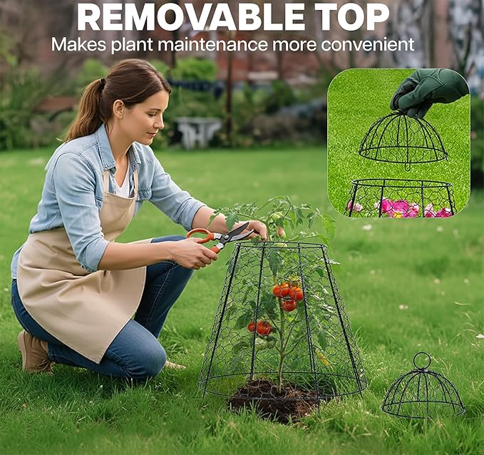 Life Finds Chicken Wire Garden Cloche Set, Protective Plant Cover for Flowers and Produce with Removable Top, Protection from Animals, Pack of 6, LF-GC6P