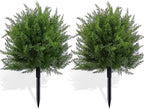 Artificial Topiary Bushes for Outdoors with Spike, Boxwood Ball Fake Shrubs UV Resistant Faux Plants for Indoor Outdoor Fall Thanksgiving Halloween Decor (Cedar Topiary Ball Trees)
