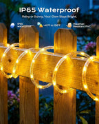 Brightown Solar Rope Lights, 2 Pack Total 78FT 200LED Warm White Solar String Lights Outdoor, IP65 Waterproof Solar Powered Fairy Lights with 8 Lighting Modes for Yard Garden Patio Tree Decoration