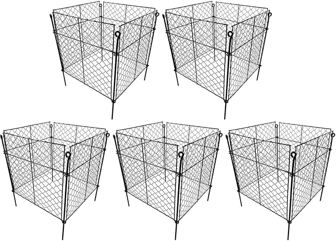 5 Pack Plant Protectors from Animals, 20Pcs 1" Mesh DIY Plant Cages 13.8"x13.8"x12", Metal Garden Animal Barrier with Stakes, Keep Rabbits & Chipmunks Out for Vegetables, Shrubs & New Plants