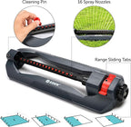 Eden 96213 Essential Turbo Oscillating Water Sprinkler, Covers Up to 3,600 sq. ft., 16 Nozzles, Weighted Base, Adjustable Range, Quick Connect Bundle, Dark Grey, Red, Silver