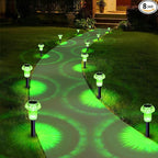 Priddop Solar Lights Outdoor Pathway Waterproof 8 Pack Green LED Green Stake Acrylic Mushroom Decorative Garden Lights for Yard Landscape Patio Outside Decorations
