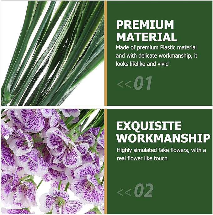Beavorty Simulation Bouquet Artificial Orchid Flower Bunch UV Resistant White 6pcs Decorative Floral Arrangement for Wedding Living Room Home Decor