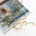 Air Plant Hangers with Chains, 6 Pcs Gold Tillandsia Holders for Wall/Ceiling Decor, 3 Hangers + 3 Stands Set, Boho Indoor Home Office Display, Modern Air Fern Plant Décor