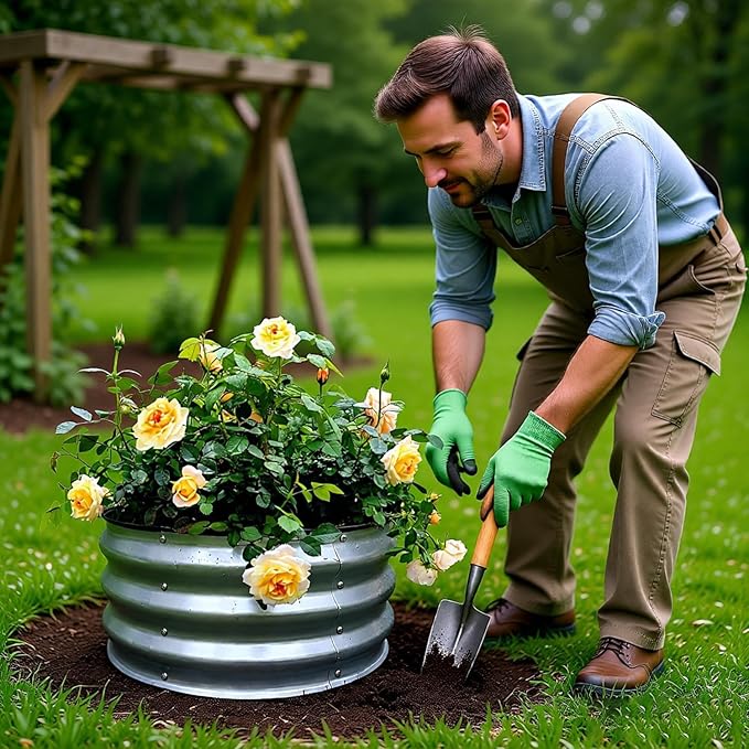 GARDMAX 2x2x1FT Galvanized Round Raised Garden Bed Kit, Metal Planter Boxes Outdoor with Easy Assembly, Large Garden Bed for Vegetables, Fruits, Flower, Herbs Silver