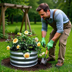 GARDMAX 2x2x1FT Galvanized Round Raised Garden Bed Kit, Metal Planter Boxes Outdoor with Easy Assembly, Large Garden Bed for Vegetables, Fruits, Flower, Herbs Silver