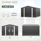 Polar Aurora 8x8 FT Outdoor Storage Shed, Metal Garden Shed with Updated Frame Structure, Tool Sheds for Backyard Garden Patio Lawn, Black