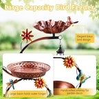 Metal Bird Bath for Outside, 3 in 1 Large Bird Birdbaths for Outdoors with Solar Lamp & Flower Planter Pedestal, Vintage Freestanding Bird Feeder Water Bowl for Garden Yard Lawn Decor, Bronze