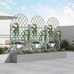 Casaphoria Metal Raised Garden Bed with Trellis and Wheels, 72"x35"x16" Arched Planter Box for Climbing Plants, Vegetables & Vines, Features Drainage Holes and Privacy Screen (Grey-Laurence)