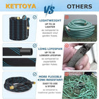 Non-Expanding Garden Hose 150 ft, Kink Free Flexible Water Hose with 10-Pattern Spray Nozzle, Lightweight Hose Pipe, Leak Proof, 3/4" Swivel Connectors, Super Fabric, Portable Storage Strap