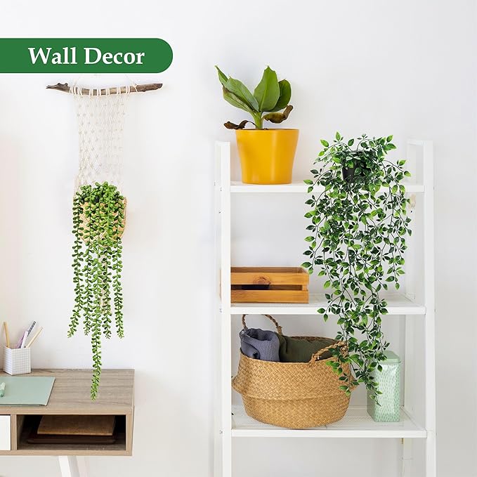 Der Rose 8Pcs Fake Plants Hanging Faux Eucalyptus Vines Artificial Hanging Plants Indoor for Room Wall Shelf Outdoor Decor