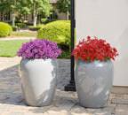 Bassion 24 Bundles Artificial Flowers for Outdoors Decoration, UV Resistant Red Silk Fake Faux Flowers Artificial Plants for Outside Window Box Porch Garden Home Decor