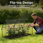 Decoroca 4x2ft Chicken Wire Plant Protectors - Crop Cage with Flip-Top&10 Ground Stakes, Outdoor Plant Protection Cage Keep Animals Out of Your Vegetable Garden - Suitable for 4x2ft Raised Garden Bed