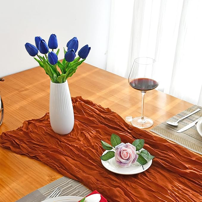 Mandy's Royal Blue Artificial Tulips Flowers Centerpiece, 13.5" Lifelike PU Fake Floral Stems 20pcs for Kitchen Island & Dining Table, Spring Decor for Easter