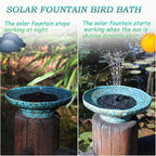 Solar Fountain Ceramic Bird Bath,Bird Bath for Outside,Outdoor Fountain BirdBaths,Garden and Home Décor.