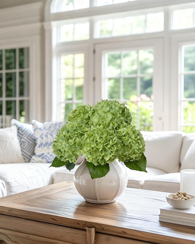 DuHouse 4Pcs Large Hydrangea Artificial Flowers,20 inch Latex Real Touch Hydrangeas Lifelike Hydrangea Flower for Home Wedding Bouquets Centerpieces Party Living Room Decoration(Green)