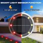 Peasur Solar Ground Lights Outdoor, 12 Pack Flat Solar Powered Disc Lights, IP68 Waterproof, Anti-Rust, Landscape Lighting for Pathway Garden Yard Lawn Walkway Landscape Driveway, Red