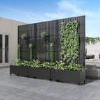 Casaphoria Metal Raised Garden Bed with Trellis and Wheels, 72"x35"x16" Planter Box for Climbing Plants, Vegetables & Vines, Features Drainage Holes and Privacy Screen (Black-Fence)