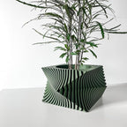 Aeon Twist Modern Planter – Black Sculptural Plant Pot for Indoor Decor Geometric Design with Drainage – Unique Home Accent for Living Room, Office, or Shelf (Green, Compact Structure: 6" x 4" WH)