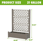 Elevated Raised Garden Bed with Trellis,Resin Planter Boxes Outdoor for Backyard Balcony,Large Patio Planter Box for Herbs Flowers Vegetables(Grey)