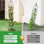 Tower Obelisk Garden Trellis for Climbing Plant，6.3FT/75.6" Rustproof Metal Potted Plant Climbing Support for Indoor Outdoor Flowers Vegetable Fruits Vines Support (1PCS)