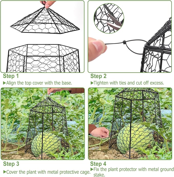 18.5" x 13" Large Plant Protection Cage, 5 Pcs Chicken Wire Cloche, Metal Protectors for Garden Plants, Protecting Fruits and Seedlings from Rabbits, Squirrels and Other Animals