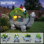 SunGlee Solar Turtle Garden Statue Lights with Rooftop Lawn Gnome Solar Garden Decor for Outside Yard Balcony Patio Lawn Ornament Home Decor Gifts for Mom Grandma