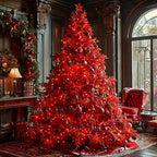 Upgraded 75.8 FT 200 LED Red Christmas Lights Outdoor Indoor, Memory Function & Timer & 8 Modes, Extendable Green Wire Waterproof String Light for Christmas Tree Party Wedding Home Garden Decorations