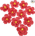 10 PCS 3D Flower Ceramic Tiles,1.6" Handmade Procelain Ceramic Flowers for Artwork,Fish Tank,Vases,Living Room, Dining Table,Office, Home Floral Decor (Double-Flowered Red)