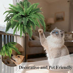 35” Artificial Boston Fern Bush Plant, 2 Faux Ferns for Outdoors Large, Fake Ferns Realistic Artificial Plants with 39 Fronds for Garden Porch Patio Home Office Living Room Decor Green