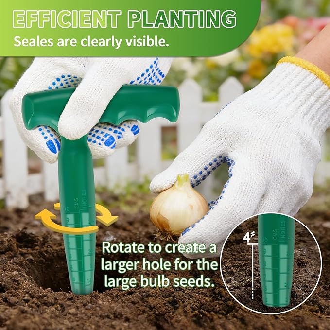 17Pcs Seed Planter Tool with 5-Hole Seed Dispenser & 6.9" Dibber & Succulent Tools Set, Plastic Planting Tools for Sowing, Bulbs, Seedlings-Includes Planting Labels