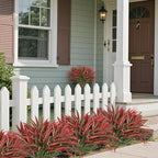Ouddy Decor 20 Pcs Fake Outdoor Plants Artificial Grass Greenery Stems Faux Plastic Plants UV Resistant for Spring Summer Indoor Outside Garden Hanging Planter Porch Patio Window Box Home Decor, Red ﻿