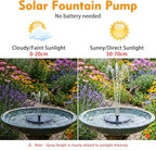 Mademax Solar Bird Bath Fountains, Upgrade 1.4W Solar Fountain Pump with 8 Nozzles & 4 Brackets, Free Standing Floating Solar Powered Water Fountain Pump for Bird Bath, Garden, Pond, Pool, Outdoor