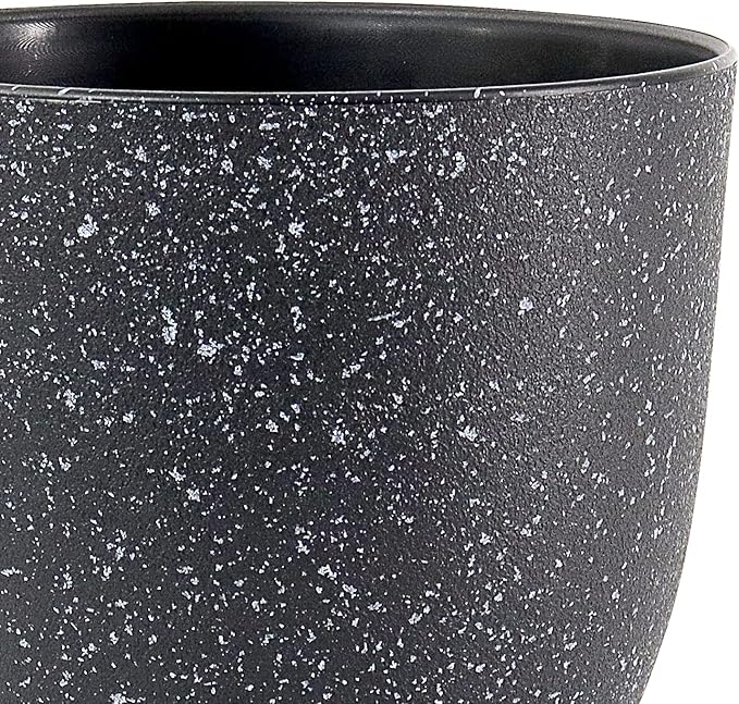 UOUZ 12/10/9 Large Modern Plant Pots, Plastic Planters with Drainage Holes and Saucers for Indoor Outdoor Plants Flowers, Black Speckles