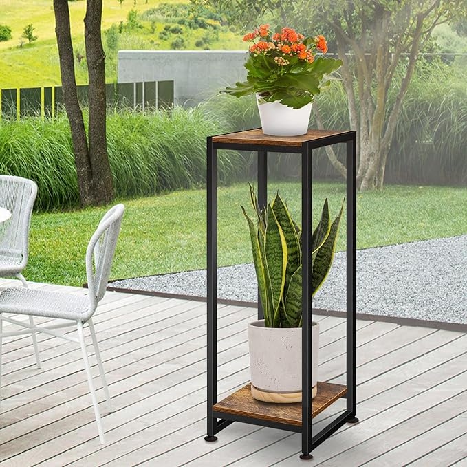 Lilybud--lily 2-Pcak Plant Stand Indoor, 31.5'' Tall Wood Plant Stands Heavy Duty Pedestal Stand for Indoor Outdoor, Modern Corner Flower Stand for Patio, Living Room, Balcony