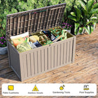 180Gallon Waterproof Outdoor Storage Box, UV Resistant Resin Deck Box with Hydraulic Rod for Reinforced Stability, Perfect for Patio, Garden, and Pool（Grey，180 Gallon）
