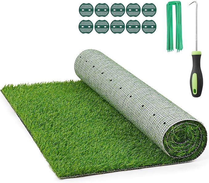 6x10FT Artificial Grass Pad Indoor Outdoor: Fake Grass Turf with Drainage Holes, Pet-Friendly Dog Grass Mat, Perfect for Garden Lawn Balcony Patio Backyard Wedding Christmas Decoration