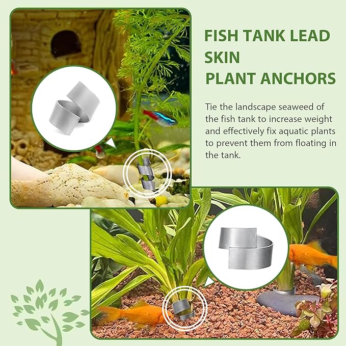 52Pcs Aquarium Plant Weights for Fish Tank - Aquarium Plant Anchors Live Plants Fixed Ring Base, Non-Toxic Weighted Blocks to Hold Aquatic Live Plants Underwater