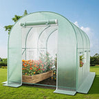 12x7x7 Walk-in Greenhouse with Watering System, Heavy Duty Green House for Outdoors, Portable Green Houses for Outside, Winter Hot House with Metal Frame & Roll-up Zipper Door Screen Windows