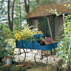 Collections Etc Amish Wagon Decorative Indoor/Outdoor Garden Backyard Planter, Blue