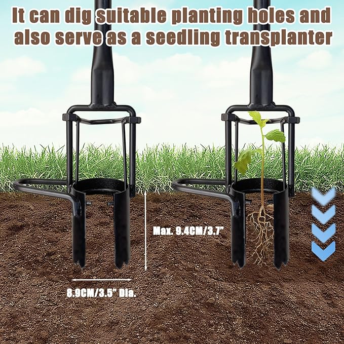 Bulb Planter Tool Long Handle,Soil Sampler Lawn Aerator with Soft Grip,Serrated Base Gardening Bulb Transplanter,Heavy Duty Sod Plugger for Digging Holes to Plant Daffodils,Tulips, Iris