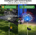 Slyuexu Solar Garden Lights Outdoor Waterproof, 2 Pack 120 LED Solar Firework Lights Decorative Garden Décor Outside for Flowerbed Pathway Party Christmas Decoration, Multicolor