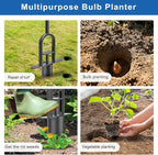 BeneLabel Grass Plugger Tool Lawn Plugger with Long Handle - Heavy Duty Steel Sod Turf Plugger Bulb Planter Tool, Soft Rubber Grip for Turf Repair, Seedling Transplant & Digging Holes