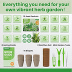 Herb Garden Starter Kit – Fruivity 12800+ 15 in 1 Herb Heirloom Seed Kits for Indoor/Outdoor Planting | Herb Indoor Garden Kit Starter - Complete Herb Garden Starter Set with Gift Packaging for Family
