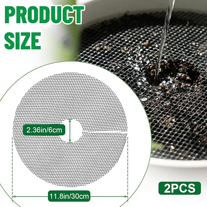 PAGOW 2pcs Plant Protectors from Animals, Breathable Cuttable Plant Pot Soil Cover, Round Flexible Squirrel Guards for Potted Plants Gardening Digging Stopper - Black