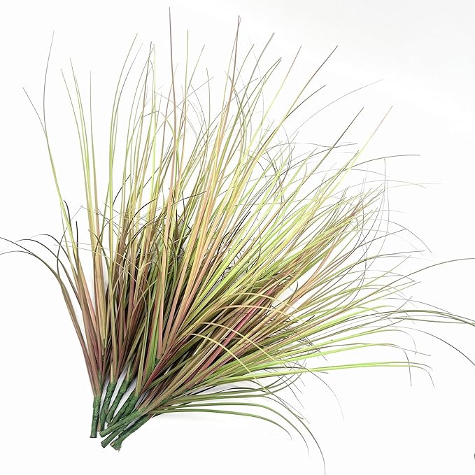 Artificial Grass Plants, Faux Wheat Grass Shrubs Fake Greenery Stems Tall Weed Plant Flowers Decor for Indoor Outdoor Farmhouse Garden Room Home Vase Wedding Party DIY Table Decoration (Purple) 8 Pack