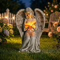Angel Statue for Garden - 7.88 inches Guardian Solar Garden Statue, Gardening Gifts for Mom Grandma Lawn Ornaments Figurines for Outdoor Decor