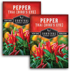 Thai Chili Pepper Seeds for Planting | Bird’s Eye Hot Peppers – Heirloom Non-GMO Hot Chilis for Spicy Cooking & Container Gardens – Survival Garden Seeds (2 Packs)